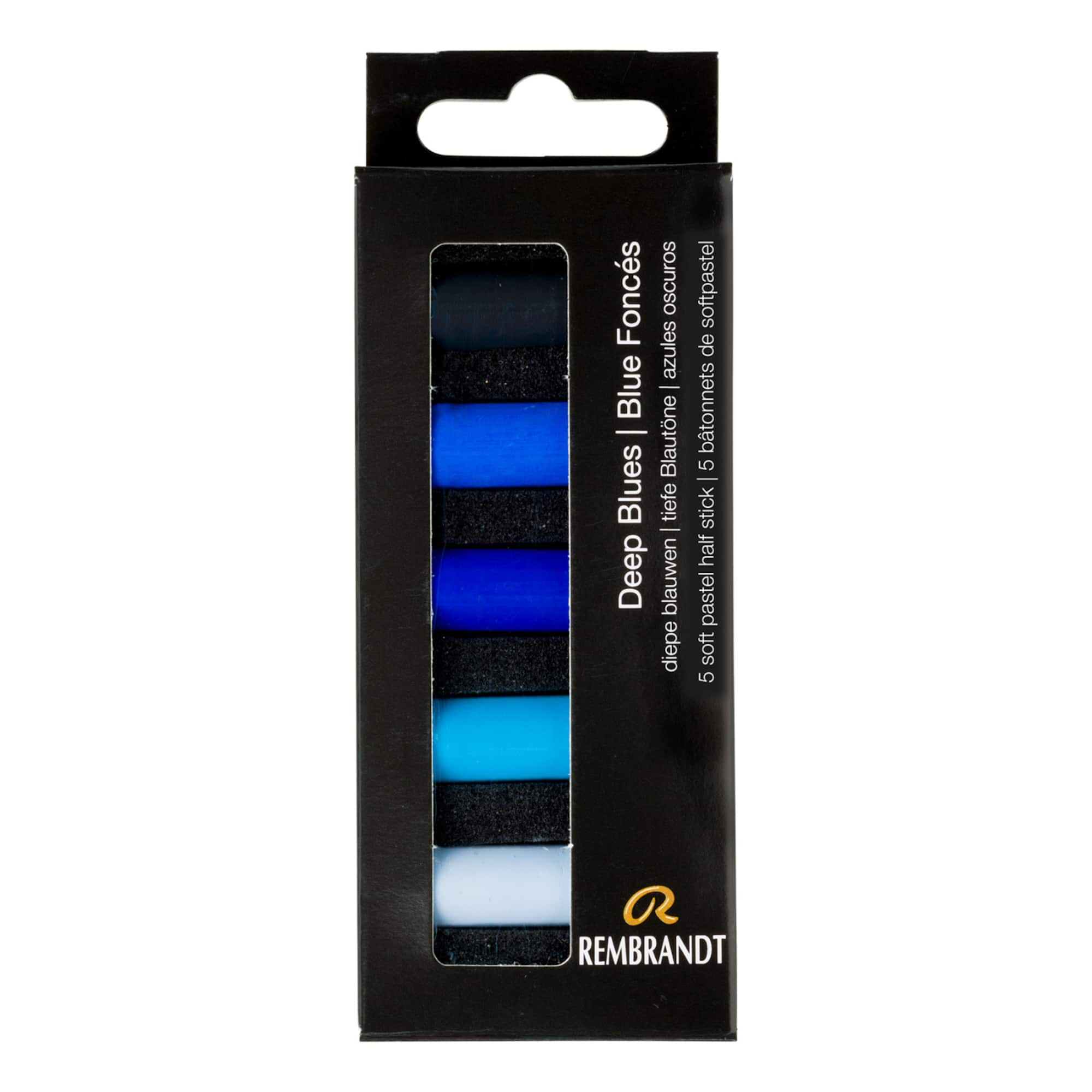 Rembrandt 5 Color Deep Blues Half Stick Soft Pastel Set